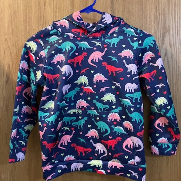 Colorful Girls Dinosaur Hoodie with Hearts.  ‎ Medium - Picture 1 of 7